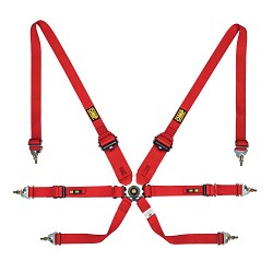 OMP DA805HLPF61 Safety harnesses (FIA, light) 805HLPF, 6 points 3-2"2"2", red