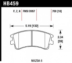 HAWK HB459F.700 Front brake pads MAZDA 6 (03-05)