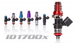 INJECTOR DYNAMICS 1700.48.11.WRX.4 Injectors set ID1700x for SUBARU Legacy GT & Forester XT/Turbo 2.0L & 2.5L. WRX-16B bottom adapters. 11mm (red) adapters
