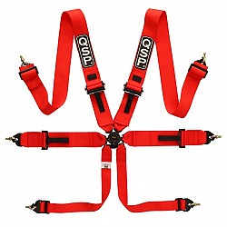 QSP Pro Plus belts for motorsport (3+3"), alyum. regulators (6 tochechn.), red