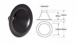 QSP air inlet for branch pipes of cooling of brakes, round 197 mm, under a branch pipe 63, black