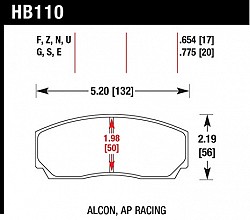 HAWK HB110U.775 Тормозные колодки DTC-70 AP Racing 5200/Alcon, Proma 4pot/HPB type 2/Rotor