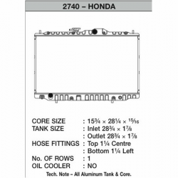 CSF 2740 Радиатор HONDA Accord V6 98-02