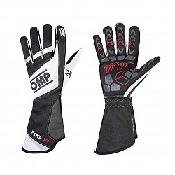KK02740071S Karting gloves KS-1R, black/white/silver, size S