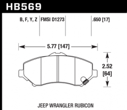HAWK HB569Y.650 Тормозные колодки LTS передние для JEEP Wrangler Sport 2011-2017