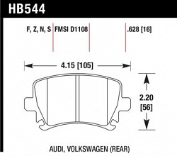 HAWK HB544B.628 Тормозные колодки HPS 5.0 задние для VW Golf GTI 2.0 2006-07/AUDI A3 8P/Quattro/TT 8J 2.0T (310mm)
