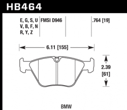 HAWK HB464G.764 Brake Pads DTC-60 (19 mm) Front BMW M3 2003-2006/X3 xDrive30i