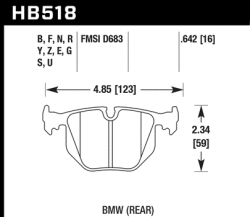 HAWK HB518G.642 Brake Pads - DTC-60 (16 mm) Rear BMW M3 Compeition 2006+/Z4M Roadster
