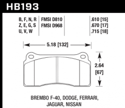 HAWK HB193G.670 Brake Pads DTC-60 (17 mm) Rear NISSAN GT-R R35/AUDI R8/Brembo 20.4862.05/.08