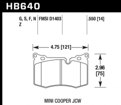 HAWK HB640G.550 Brake Pads - DTC-60 Front MINI COOPER Joh Cooper Works 2009-2017