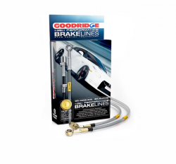 Pro Braking PBR9105-CAR-SIL Rear Braided Brake Line Carbolook Hose & Stainless Banjos