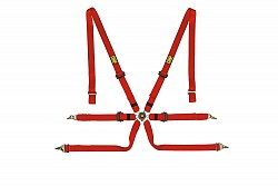 OMP DA0202HSL061 Safety harness Saloon Pull Down, 6 point, 2", alum adjusters, FIA 8853-2016, red