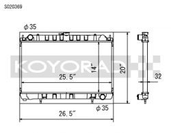 KOYO S020369 Радиатор медный для NISSAN Silvia S14/S15