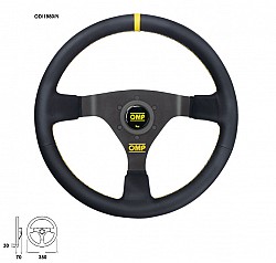 OMP OD/1980/N Steering wheel WRC, leather, black (yellow stitching), diam.350mm, reach 70mm