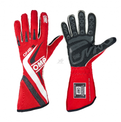 OMP ONE-S motorsport gloves, red/white/black, size M