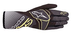 ALPINESTARS 3552420_160_XL Перчатки для картинга TECH 1 K RACE v2 CARBON, чёрный/жёлтый, р-р XL