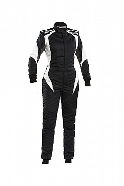 OMP IA01854EW07646 FIRST ELLE Racing suit, FIA 8856-2018, black/white, size 46
