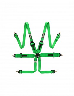 QSP QRH336 GREEN QSP harness 6-point, 2/3+3+2", FIA, HANS, buckle middle, green