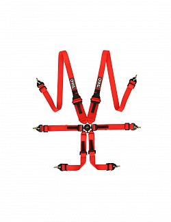 QSP X24QRH536 RED QSP 6-point harness FHR Endurance 2/3+2+2", red, FIA 8853-2016, HANS, buckle middle