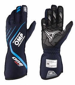 OMP IB/771/BC/M ONE EVO X Racing gloves, FIA 8856-2018, blue/cyan, size M