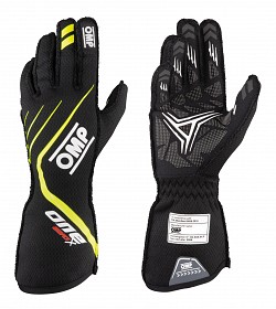 OMP IB/771/NGI/L ONE EVO X Racing gloves, FIA 8856-2018, black/yellow, size L