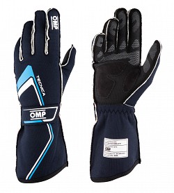 OMP IB/772/BC/M TECNICA MY2021 Racing gloves, FIA 8856-2018, navy blue/cyan, size M
