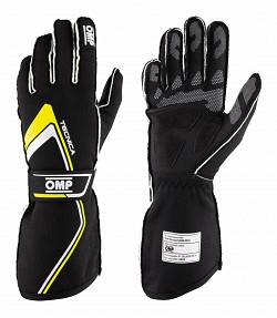OMP IB/772/NGI/M TECNICA MY2021 Racing gloves, FIA 8856-2018, black/yellow, size M