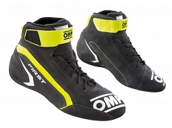 OMP IC/82418240 FIRST my2021 Racing shoes, FIA 8856-2018, anthracite/yellow fluo, size 40