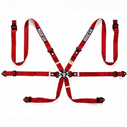 SPARCO 04834HPDRS Safety harnesses, FIA 8853-2016, HANS, 6 points, 2", pulldown, red