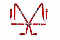SPARCO 04825HRS PRIME H-9 EVO Safety harnesses, FIA 8853-2016, HANS, 6 points, 2", red