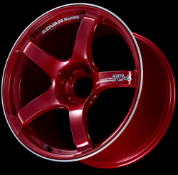 ADVAN YAD8H45ECRR Wheel V3409 TC4 18X8.5 ET45 5-114.3 RACING CANDY RED & RING