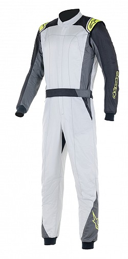 ALPINESTARS 3352722_1950_48 ATOM Race suit, FIA 8856-2018, silver/anthracite/yellow fluo, size 48