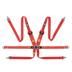 OMP DA806HSLEF61 Safety harnesses (FIA) 806HSLEF, 6 points 3-2"2"2", red