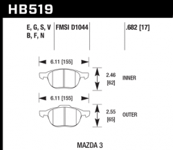 HAWK HB519N.682 Тормозные колодки FORD FOCUS передние для FORD Focus ST 2007+