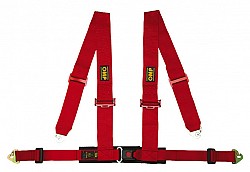 OMP DA508061 RACING 4M harness, 4 point, 3"-2", hooks, Red