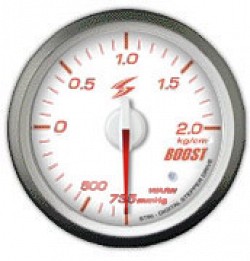 STRI CS5201W Датчик давления наддува 52 мм (белый циферблат, красная подсветка)