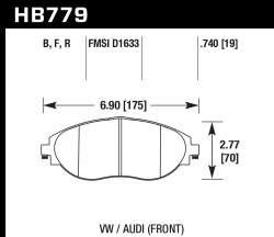 HAWK HB779B.740 Brake Pads HPS 5.0 Front AUDI S3 2015-2019/VW Golf R 2015+/GTI Sport 2017+