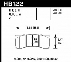 HAWK HB122G.710 Тормозные колодки DTC-60 (18 mm) ALCON/AP RACING CP5555/STOPTECH ST60
