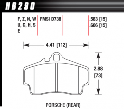 HAWK HB290G.583 Тормозные колодки DTC-60 (15 mm) задние для PORSCHE Boxster/Boxster S 1997-2005