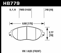 HAWK HB779F.740 Тормозные колодки HPS передние для AUDI S3 2015-2019/VW Golf R 2015+/GTI Sport 2017+