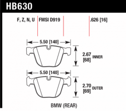 HAWK HB630B.626 Тормозные колодки HPS 5.0 задние для BMW X5M/X6M /550i GT xDrive