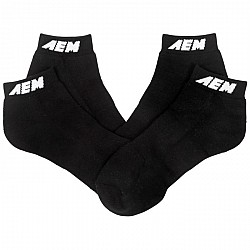 AEM 01-1600-XL Носки с логотипом AEM, черные с белым, спортивные (2 шт в упаковке) - мужские