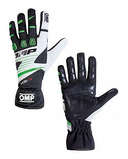 OMP KK02743E270004 Перчатки для картинга детские KS-3 my2018, чёрный/зелёный/белый, р-р 4