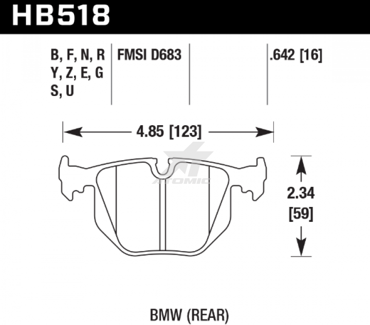 HAWK HB518U.642 Тормозные колодки DTC-70 задние для BMW M3 Compeition 2006+/Z4M Roadster