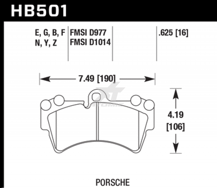 HAWK HB501Z.625 Тормозные колодки Perf. Ceramic передние для AUDI Q7/PORSCHE Cayenne GTS