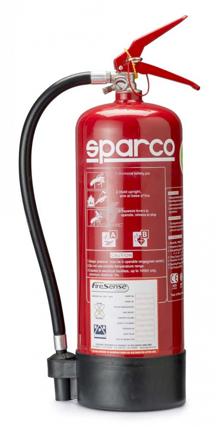 SPARCO 01497BSP6 Огнетушитель стальной BOX/GARAGE/PIT LANE, 6 литров, пена