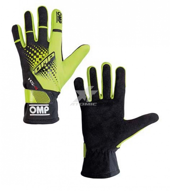 OMP KK02744E059XL Karting gloves KS-4 my2018, fluo yellow/black, size XL