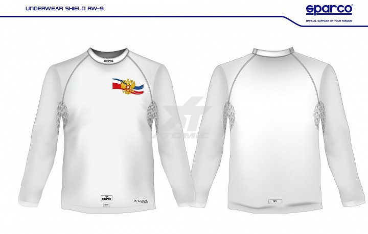 SPARCO 001764MBOMLR Майка/футболка (FIA) SHIELD RW-9 с гербом России, белый, р-р M/L