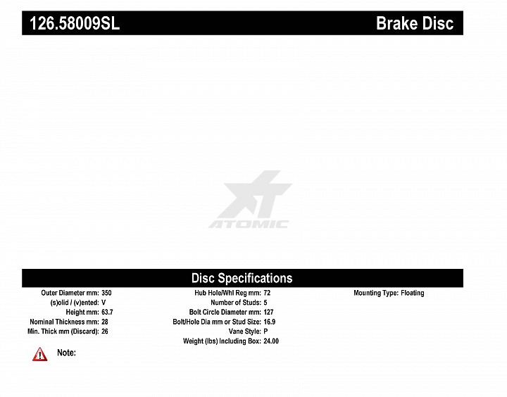 STOPTECH 126.58009SL Тормозной диск задний левый Sport с насечкой для JEEP Grand Cherokee 2016-2020